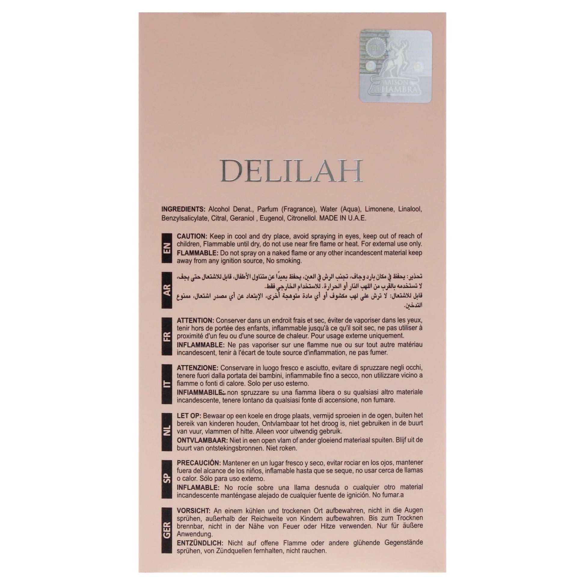 Maison Alhambra Delilah for Women Eau de Parfum Spray, 3.4 Ounce