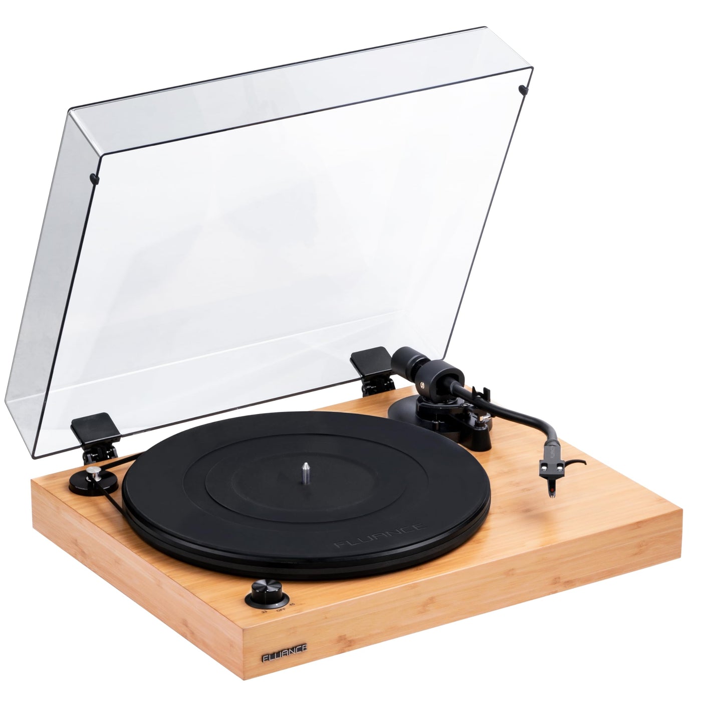 Fluance RT82 Tocadiscos de Vinilo de Alta Fidelidad de Referencia, Cápsula Ortofon OM10, Motor de Regulación de Velocidad, Base de MDF de Alta Densidad, Pies Aislantes contra las Vibraciones – Bambú