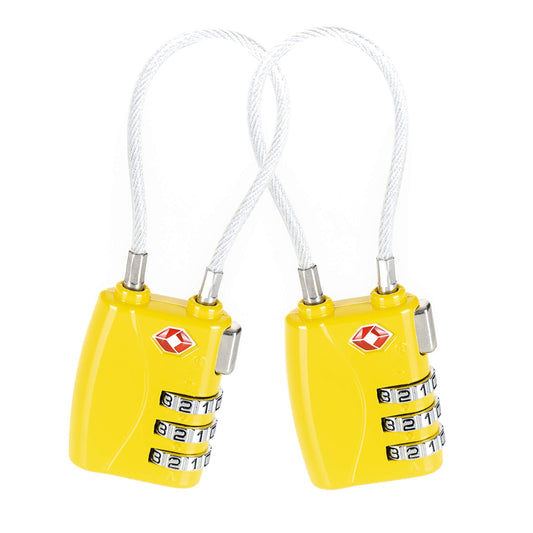 Candado para maletas Amarillo aprobado por la TSA (2 piezas) / Set de dos candados para maletas/ crea tu propia combinación, perfecto para lockers del gimnasio, escuelas, maletines, equipaje, caja de herramientas y más!