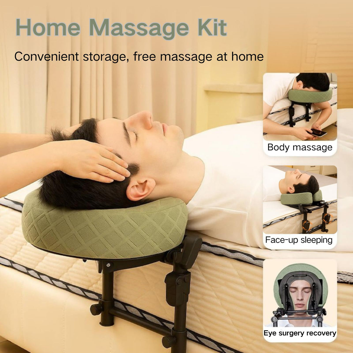 Reposacabezas de Masaje con Espuma Viscoelástica Altura Ajustable y Funda Lavable para Mayor Comodidad