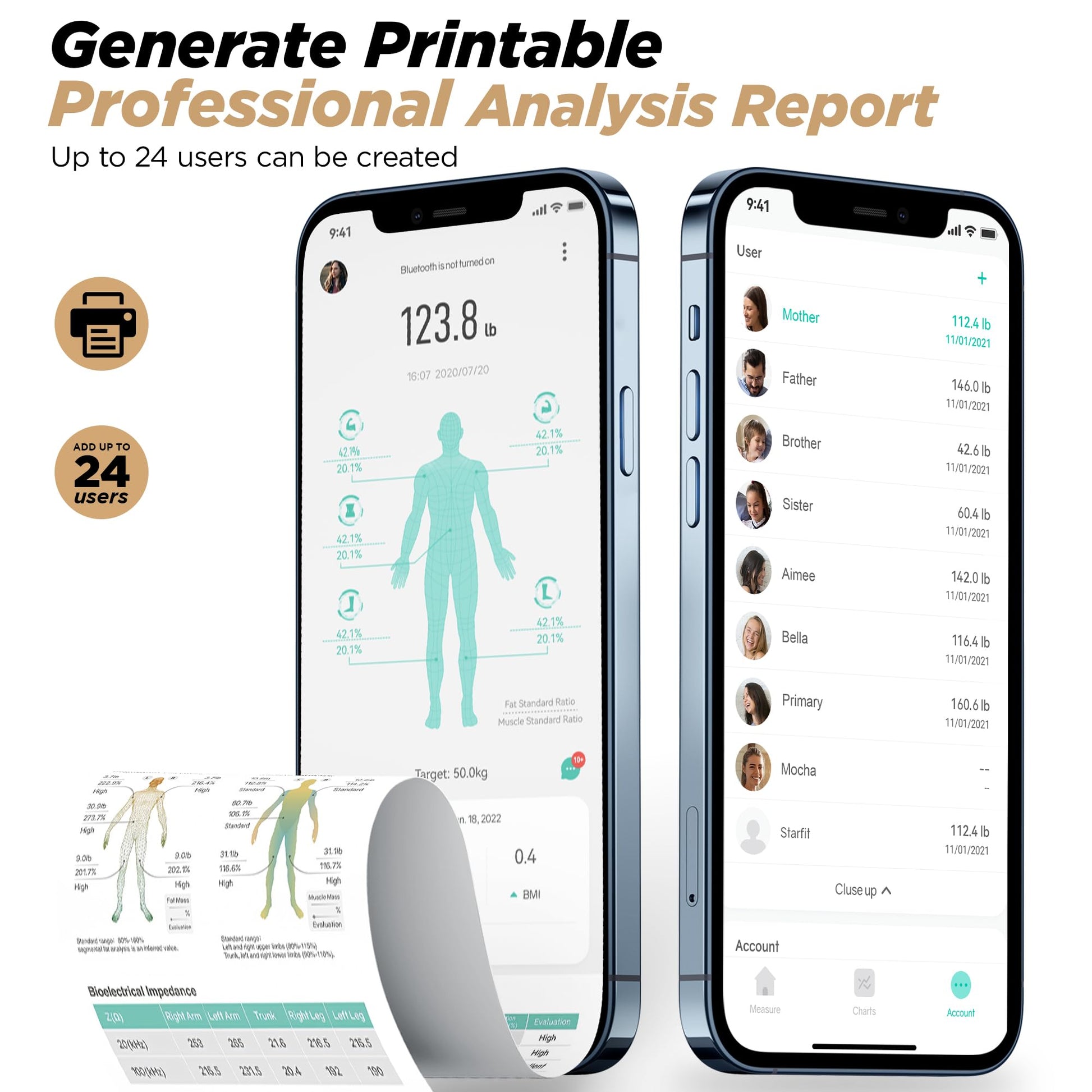 Báscula Digital Runstar IMC 20 Alta Precisión Blanca con 8 Electrodos para Medición Corporal