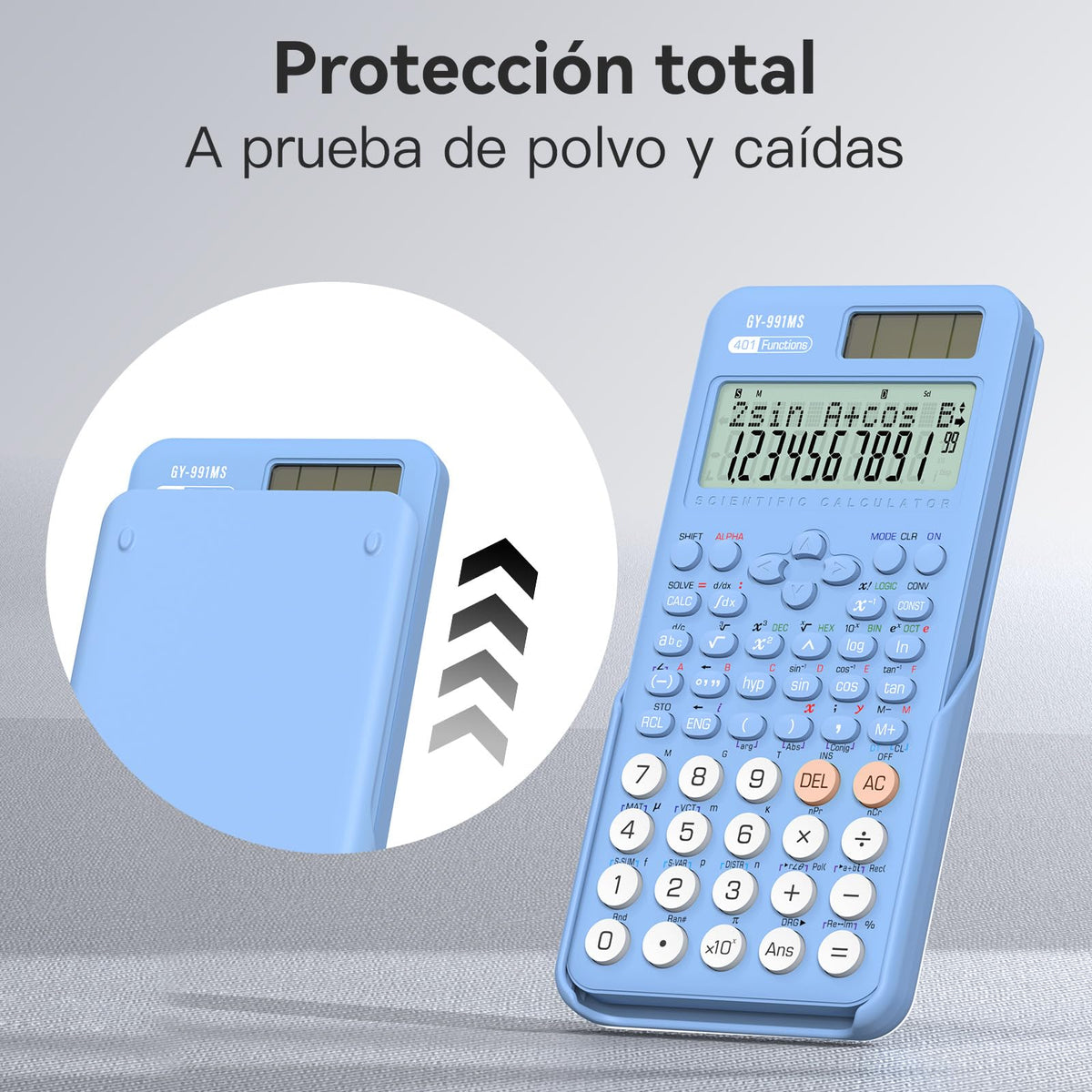 Calculadora Científica ROATEE Azul con 401 Funciones y Pantalla de Dos Líneas