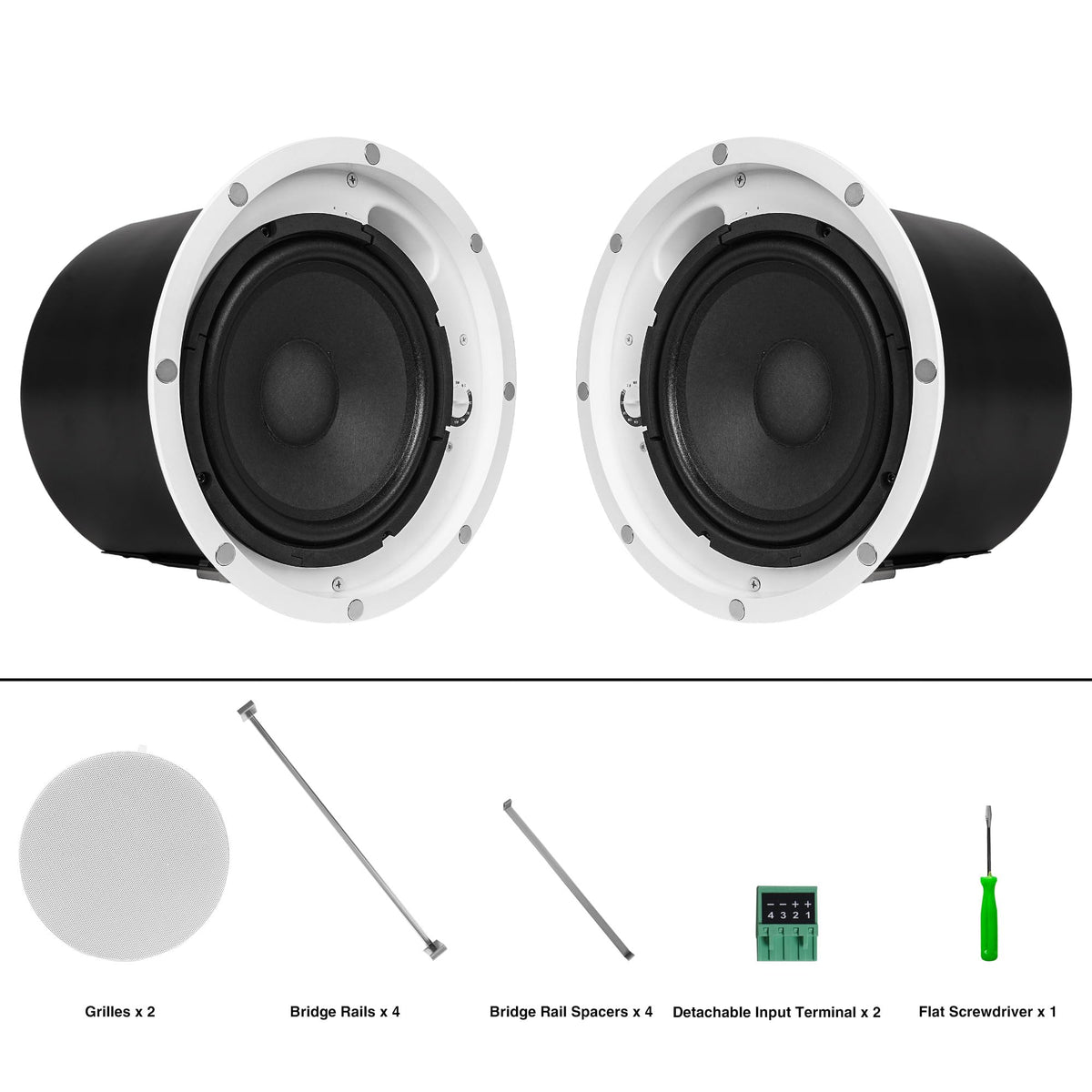 Altavoces Coaxiales Sound Town Blanco con Parrilla Magnética y Rieles para Azulejos