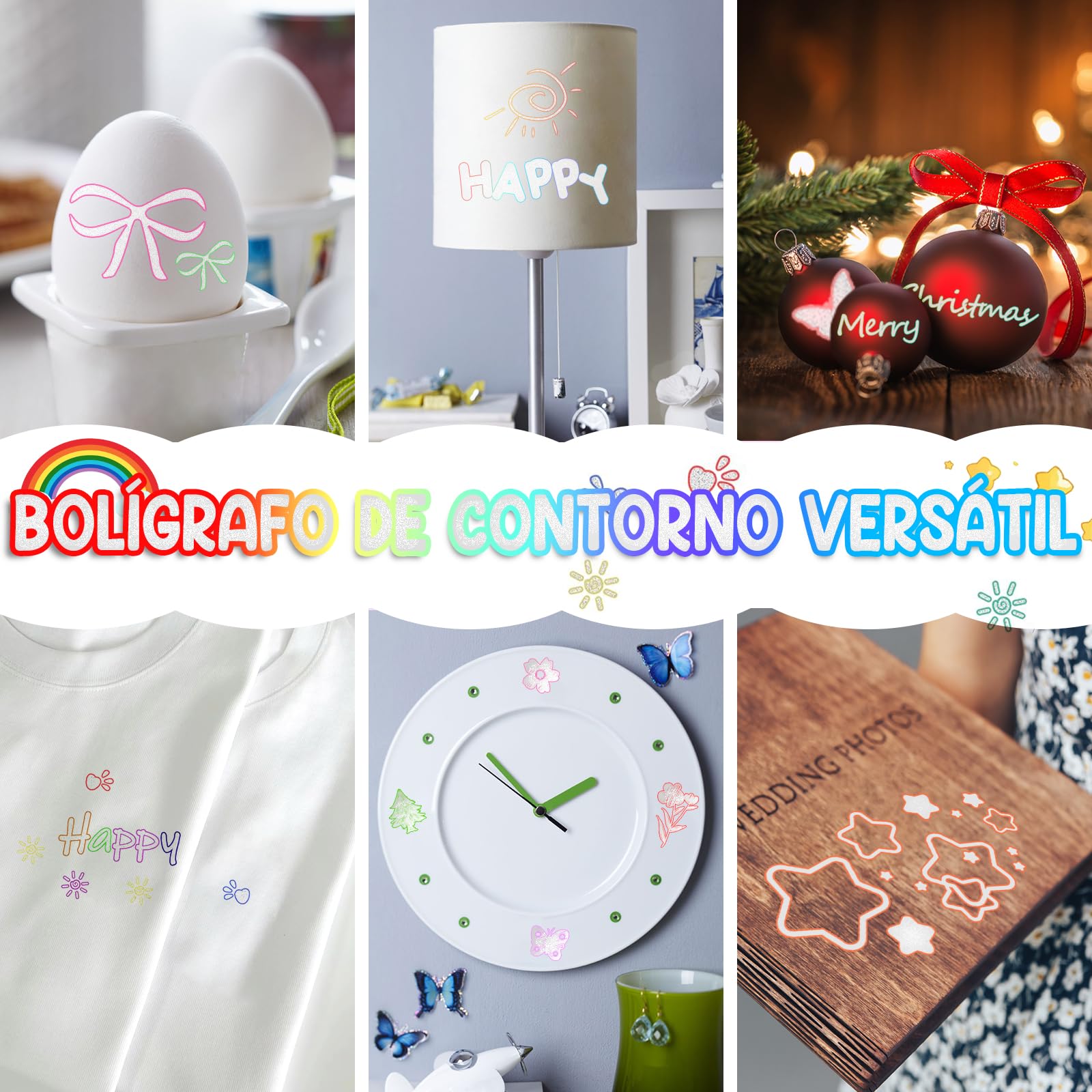 24 Colores Marcadores Acrílicos con Purpurina, Juego de Plumones de Acrilico de Contorno con Eefecto Garabato, para Tarjetas de Bricolaje, Arte de Piedras, Albumes de Recortes y más