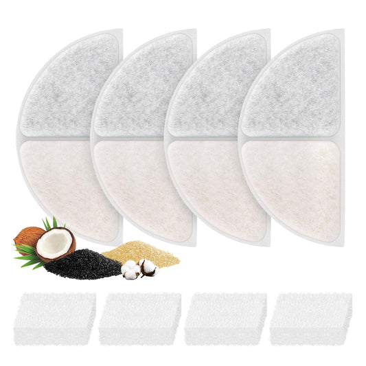 Cormix - Filtro de fuente de agua para gatos Pwezon de 4 L, paquete de 4 filtros de repuesto para fuentes de mascotas con 4 esponjas de filtro de bomba de agua