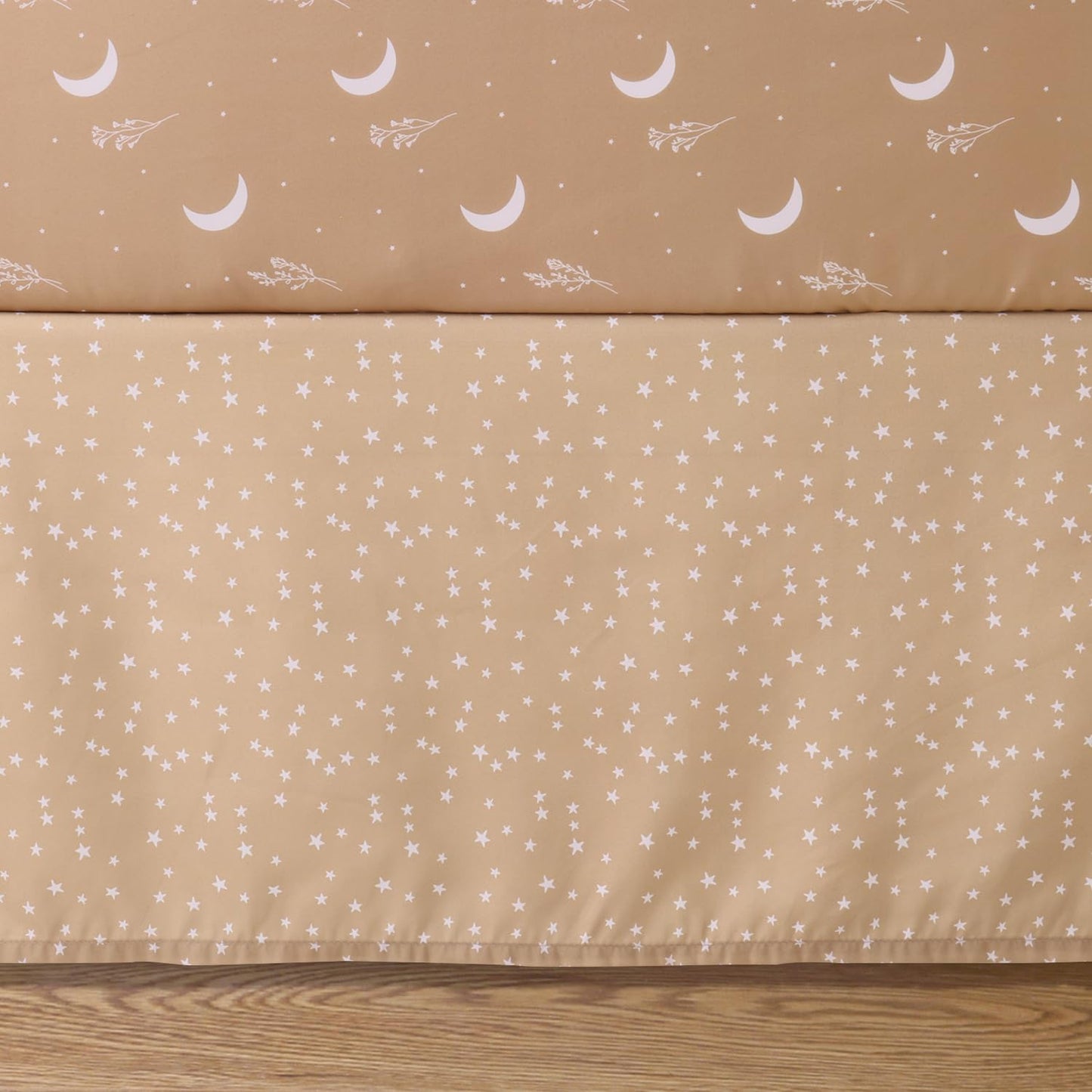 El juego de ropa de cama para cuna de 3 piezas The Peanutshell para niños y niñas - Decoración de cama de guardería para recién nacidos, bebés y niños pequeños con sábana ajustable para cuna, volante