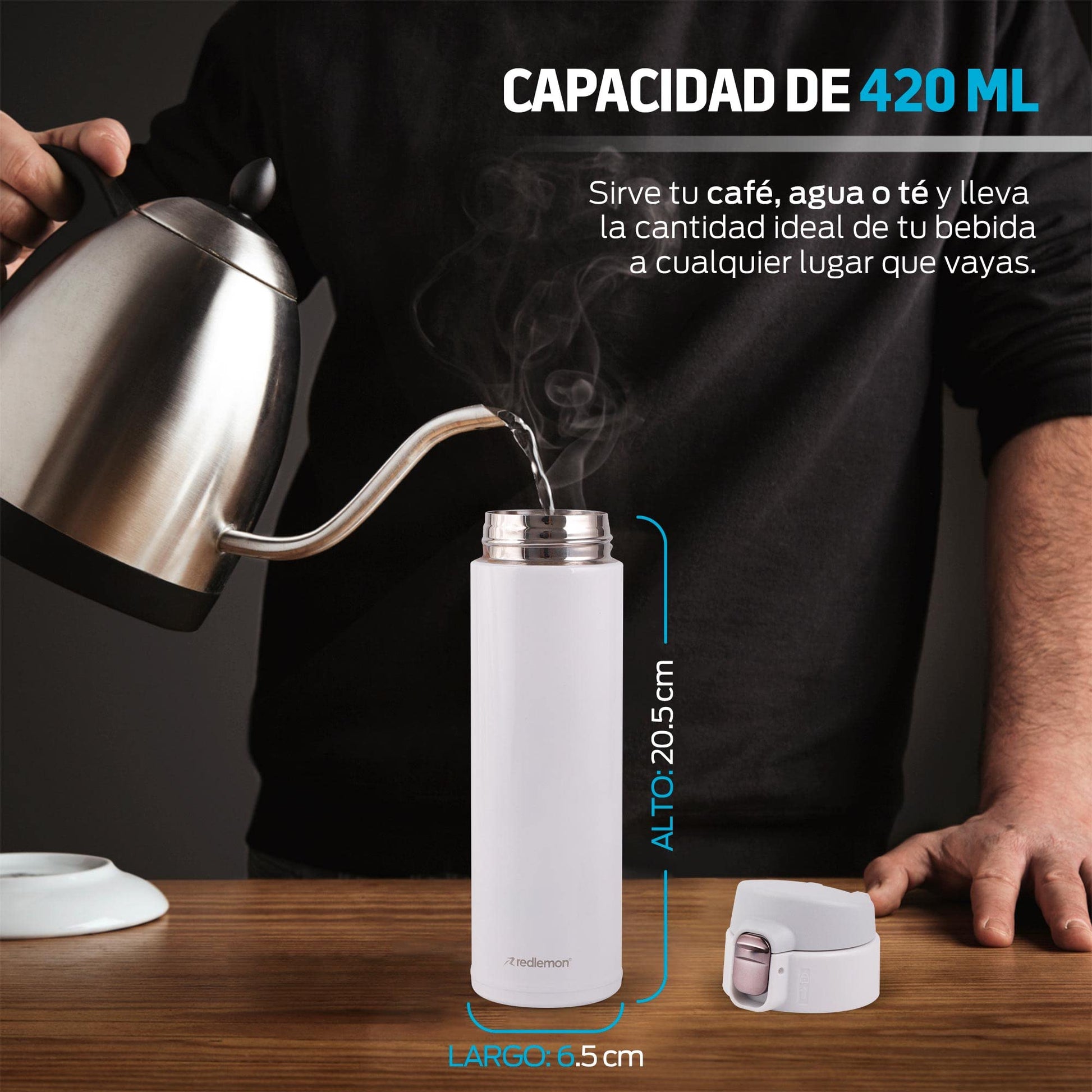 Termo de Acero Inoxidable Redlemon 420 ml Doble Pared con Tapa Hermética