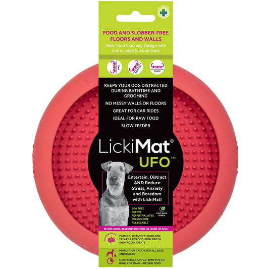 LICKIMAT LickiMat UFO: Alimentador Lento para Perros, Moderno y Rosado, 104.6 onzas, Apto para Lavaplatos