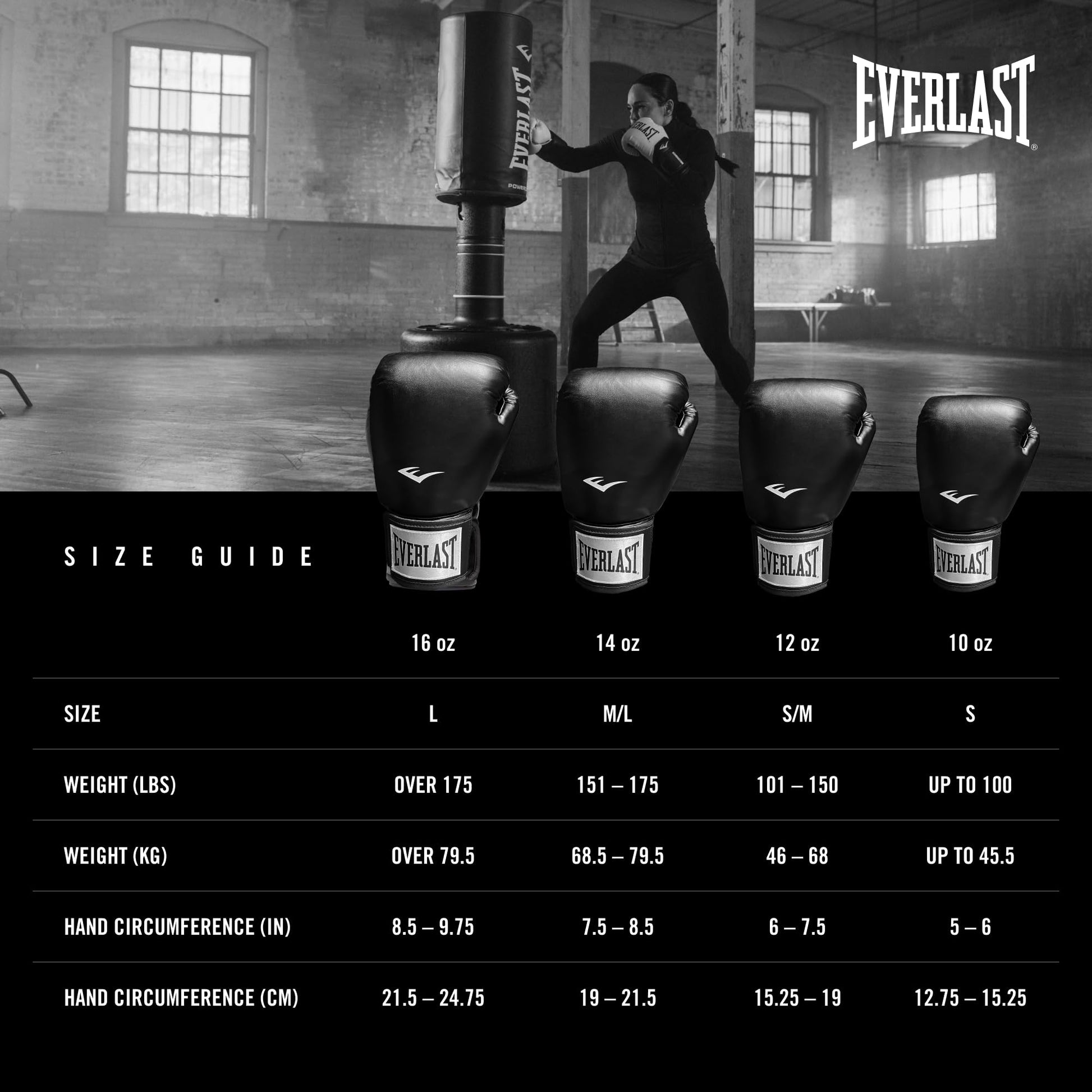 Guantes de Boxeo Everlast Prostyle 2 Negro con Cierre de Velcro y Ventilación para Hombres y Mujeres