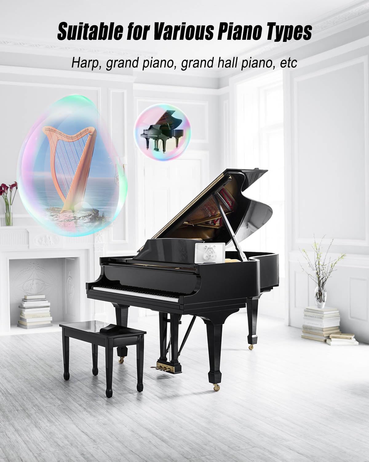 Vaticas - Juego de 10 piezas de afinación de piano profesional para afinar piano, herramientas de silencio, llave de afinación de piano con funda para principiante, afinador profesional
