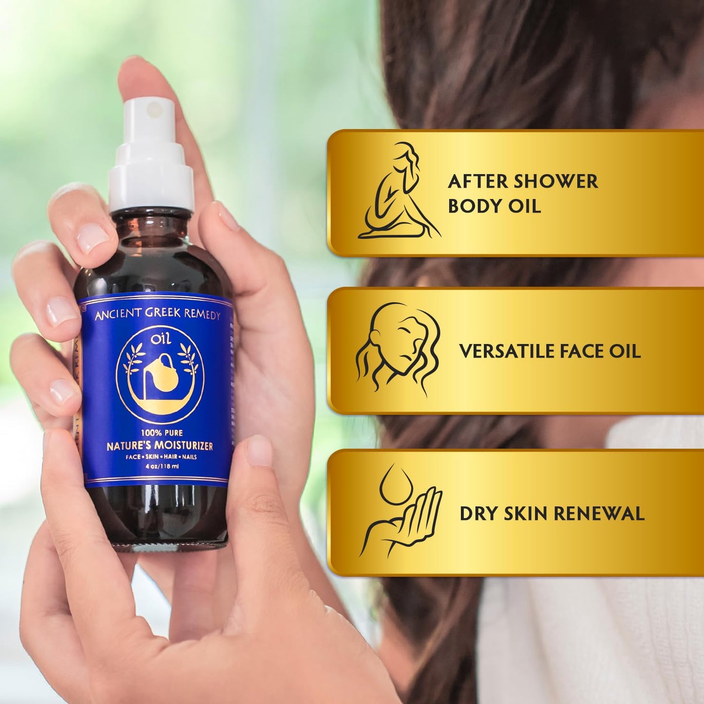 Organic Olive, Lavender, Almond, and Grapeseed Oil Blend with Vitamin E - Daily Moisturizer for Skin, Hair, Face, Nails, and Scalp - Cold Pressed Full Body Oil for Men and Women.