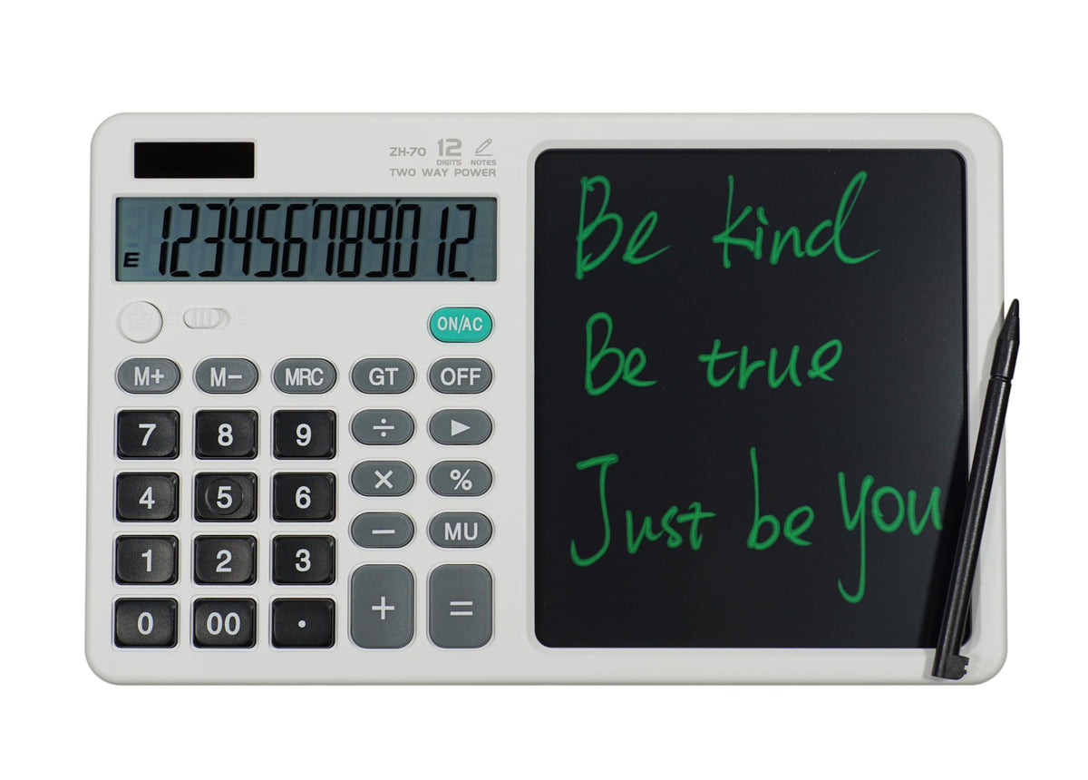 Calculadora de Computadora Blanco con Bloc de Notas