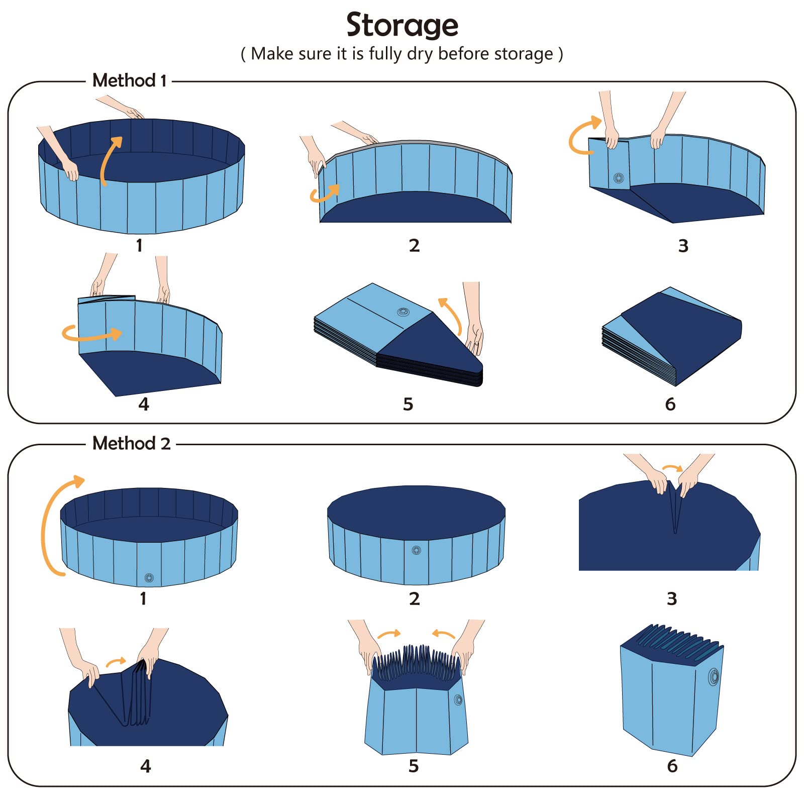 Jasonwell Alberca para Perro Plegable - Piscina para Perros y Mascotas Portátil Alberca Grande de Plastico Duro Tina Plegable para Perro Bañera de PVC al Aire Libre para Perros Gatos y Niños 48´´