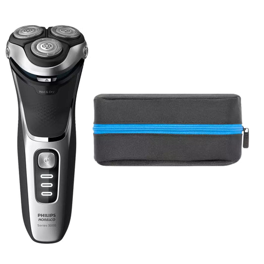 Afeitadora Eléctrica Philips Norelco Azul Recargable Serie 3000 con Recortadora Emergente para Hombre