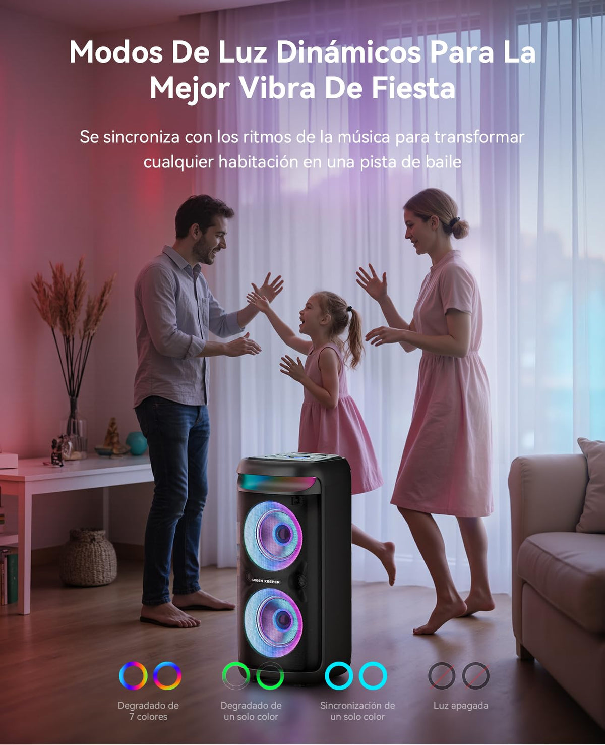 Sistema de Karaoke Profesional GKD60 Negro con 2 Micrófonos Inalámbricos y Altavoz Bluetooth de 500W
