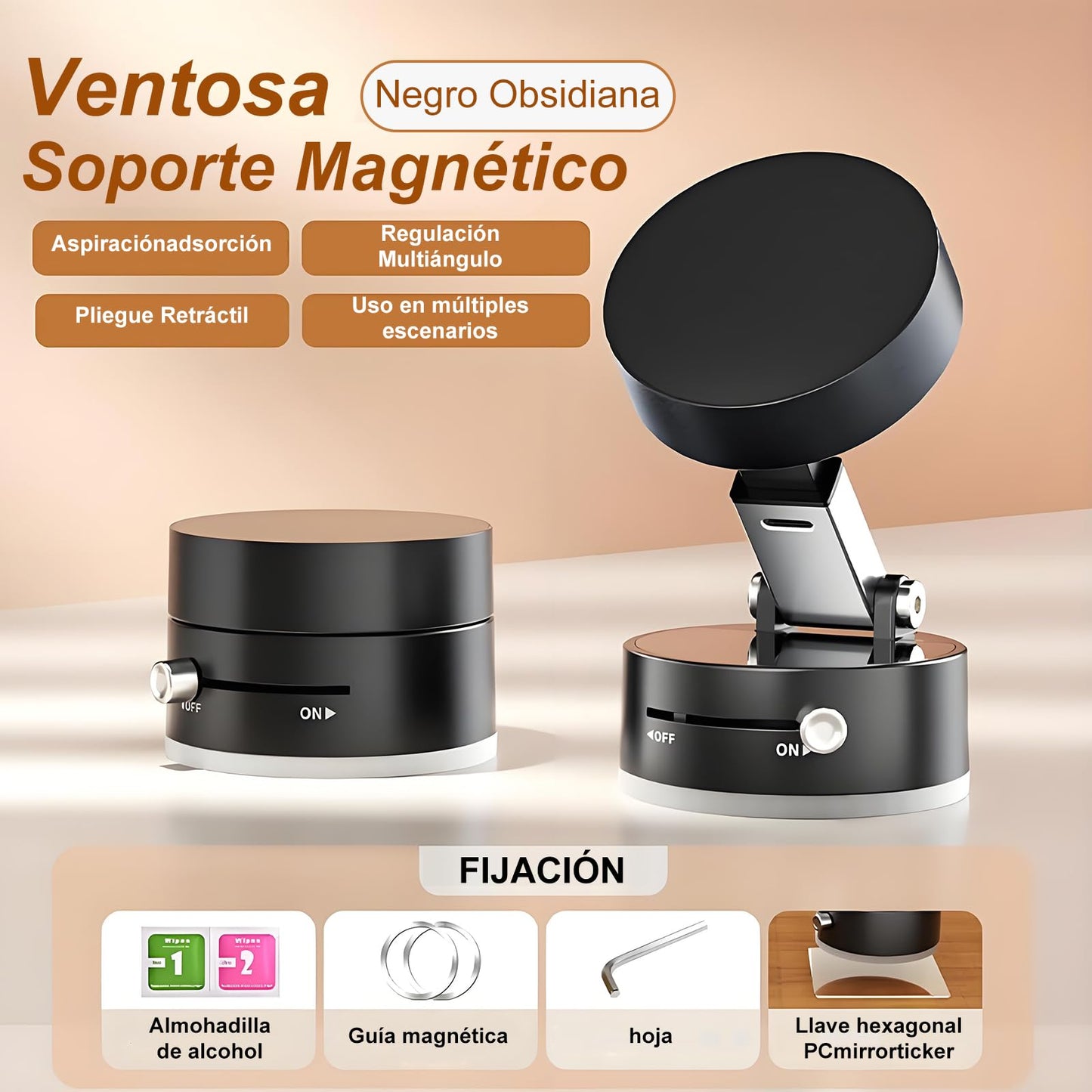 FEISEDY Soporte de teléfono magnético Plegable para Coche, diseño de Ventosa de vacío Adecuado para iPhone,para Magsafe Funda para móvil fácil de Instalar Soporte Celular sólido