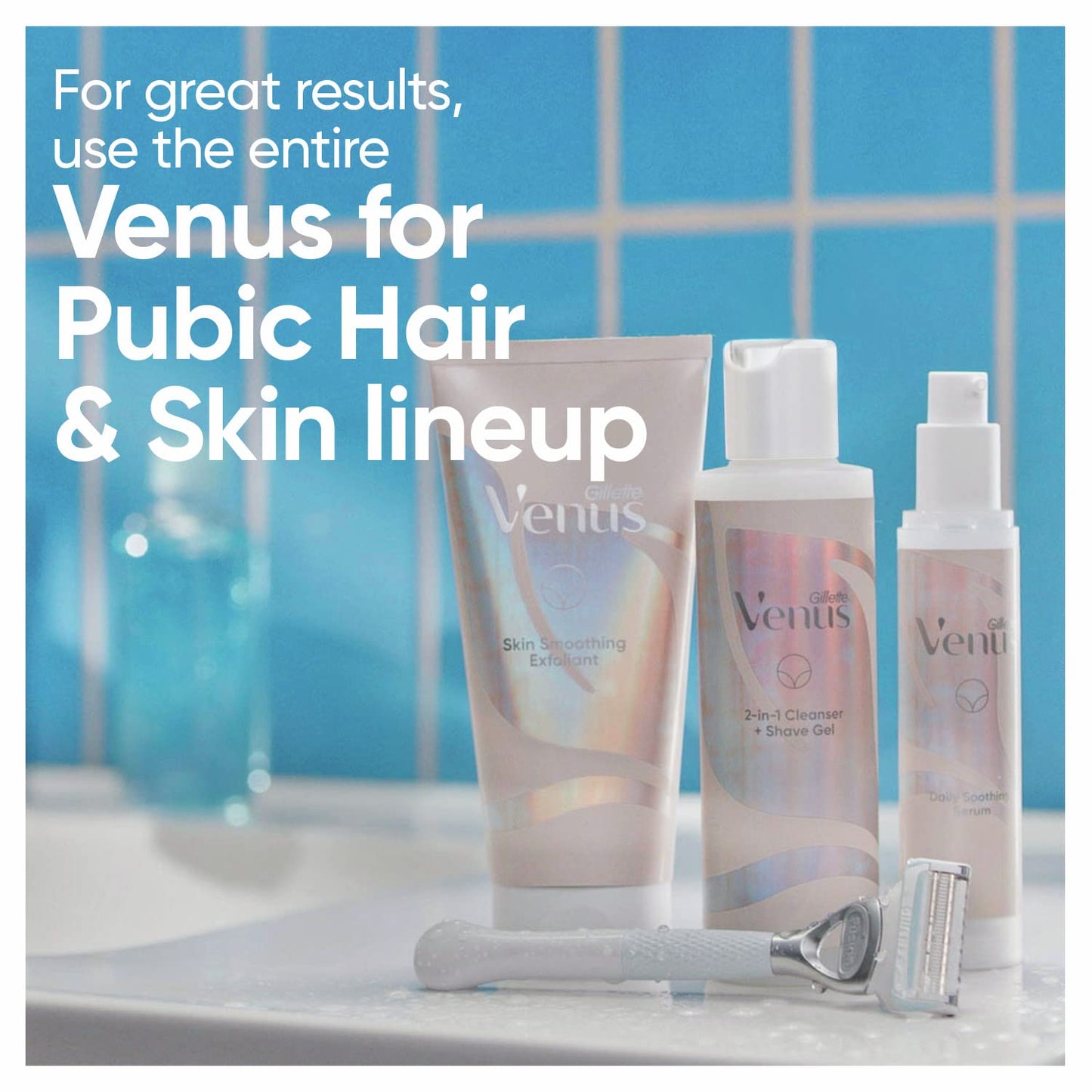 Venus Gillette Venus Intimate Grooming Daily Soothing Serum Reduce Ingrown Hair for Pubic Hair and Skin, Bikini Post Shave Serum