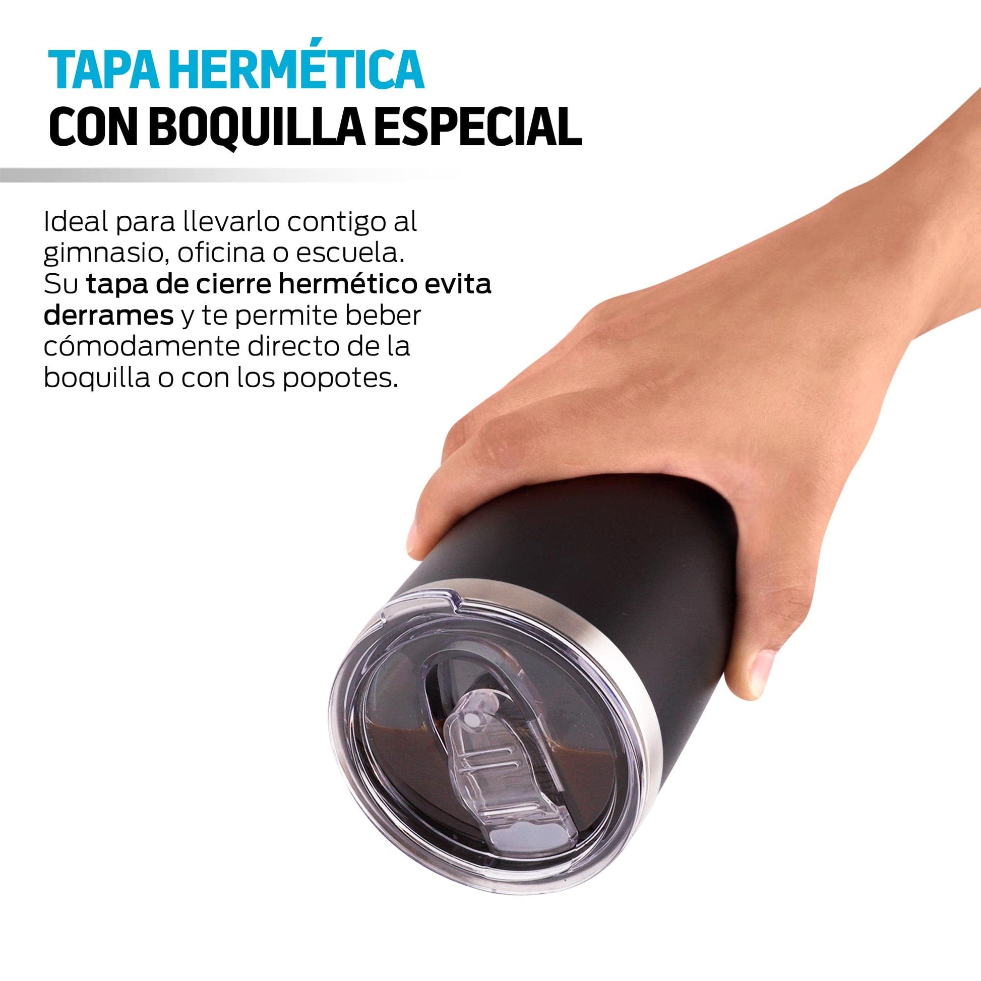 Vaso Térmico Redlemon Acero Inoxidable Doble Pared 600 ml con Tapa Hermética y Popotes