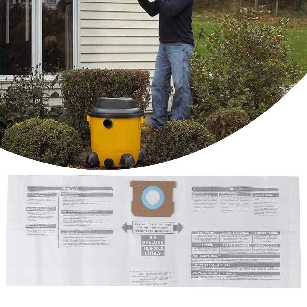 Bolsa Recolectora de Polvo para Aspiradora, Accesorio de Repuesto Shop-Vac 90661 906-61 9066100 5-8, Eliminación de Polvo para Alivio de Alergias