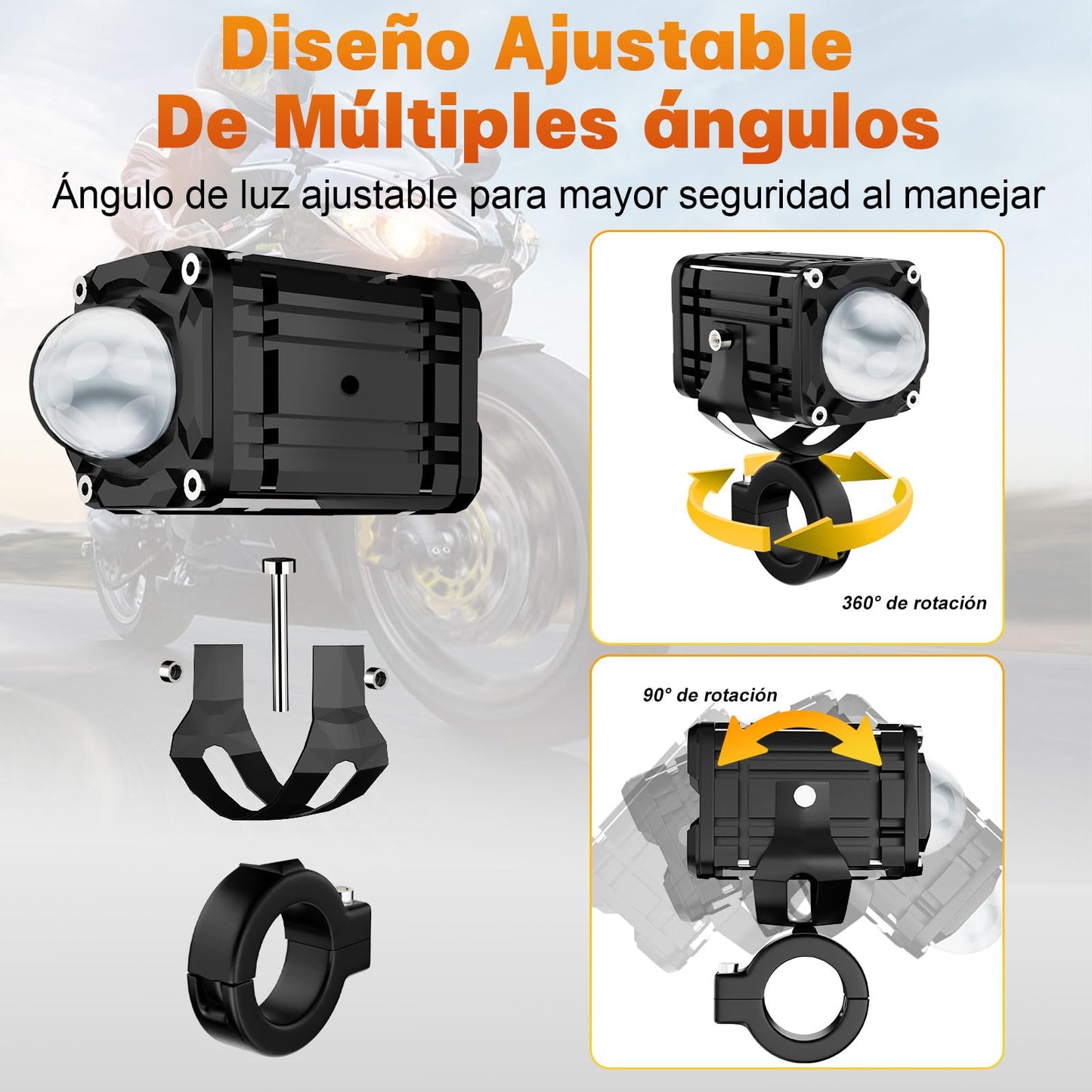 AUTOFAST 80w 6500k Luces Exploradoras Para Moto,Luz Antiniebla Auxiliares Para Moto,Súper Brillante Faros Led Para Moto Con Lente,Faros De Niebla Para Motocicleta,Focos Para Moto,2pcs