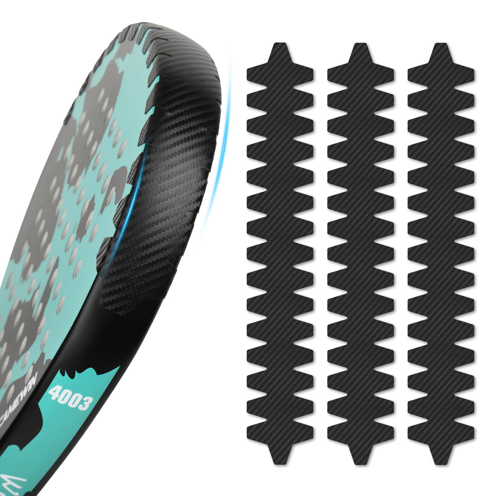 Protector Pala Padel QMCZLA Negro Diseño de Aleta 68 mm Ajustable