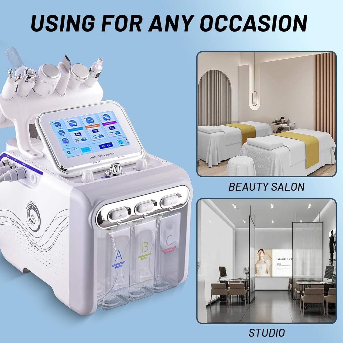 Máquina Facial de Oxígeno de Hidrógeno 7 en 1, Instrumento de Belleza de Burbujas Pequeñas, Diamante Dermoabrasión, Multifuncional de Limpieza Hydro Portátil, para el Hogar, Spa