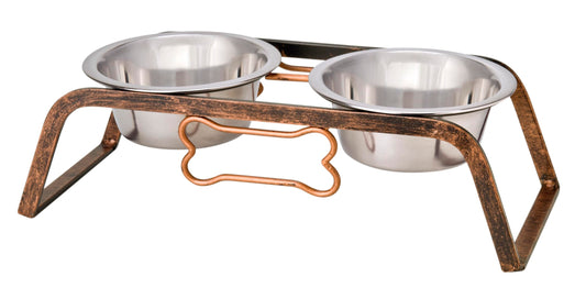 Loving Pets Black Label Collection Plato Elevado para Perros Rústico, Cobre