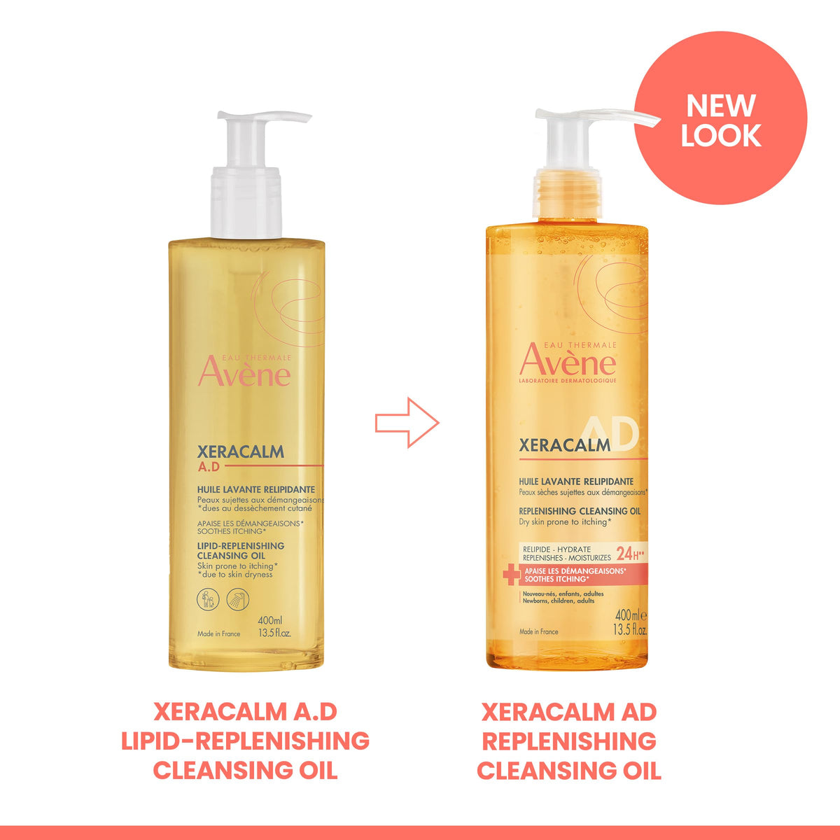 Avene Eau Thermale XeraCalm A.D Lipid-Replenishing Cleansing Oil, Atopic Dermatitis, Eczema-Prone, Fragrance-Free, Pump, 13.5 oz.