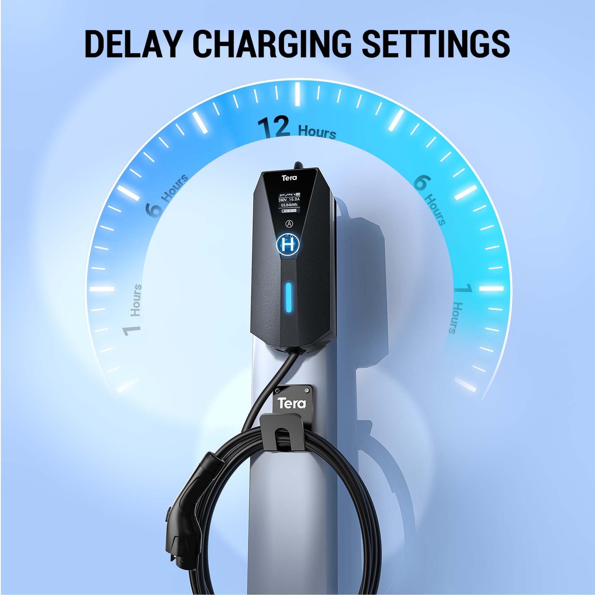 Tera Cargador eléctrico para vehículos portátil: Nivel 2 y 1 J1772 16A 8A 110V 240V ETL NEMA 14-50 Enchufe para Interiores y Exteriores EV estación de Carga con NEMA 5-15 Cable Adaptador P02 de 23