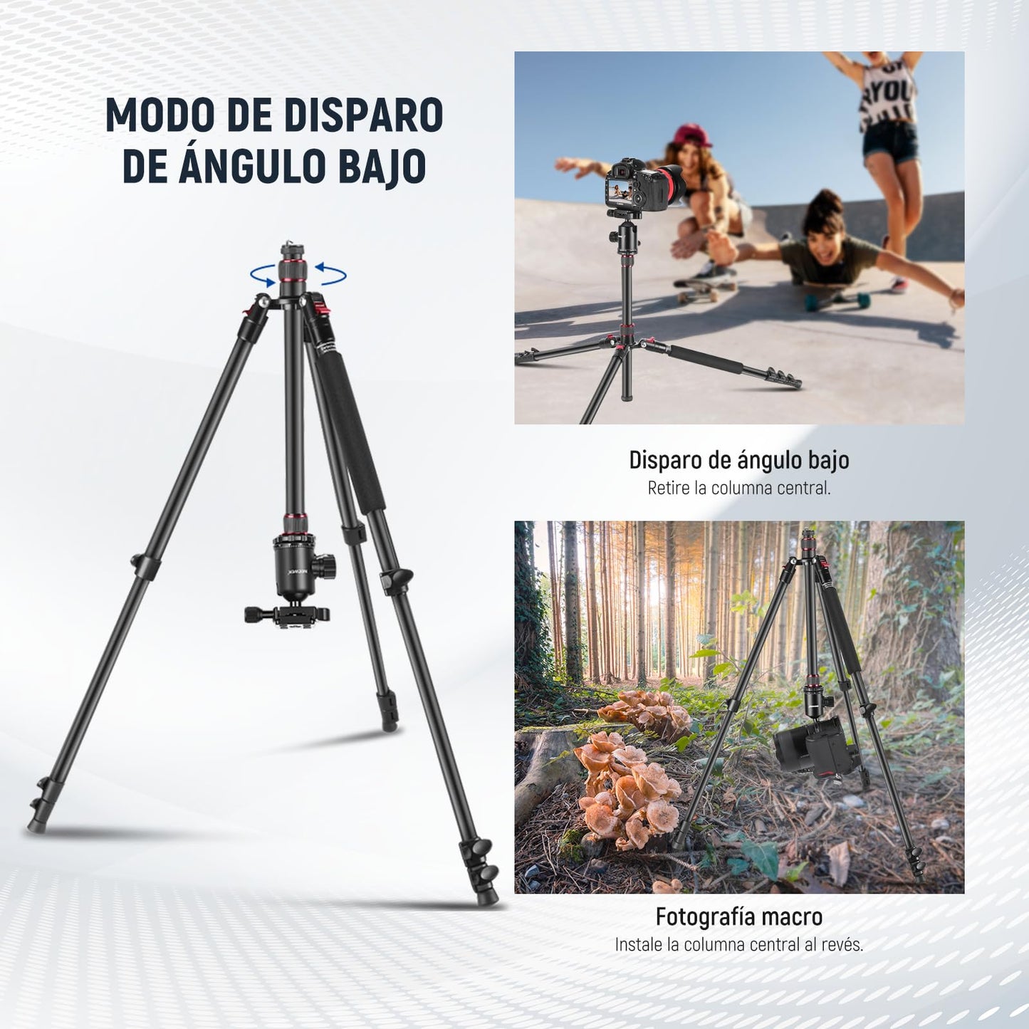 Trípode de Cámara Neewer Aluminio Compacto con Rótula Panorámica para Fotografía Profesional