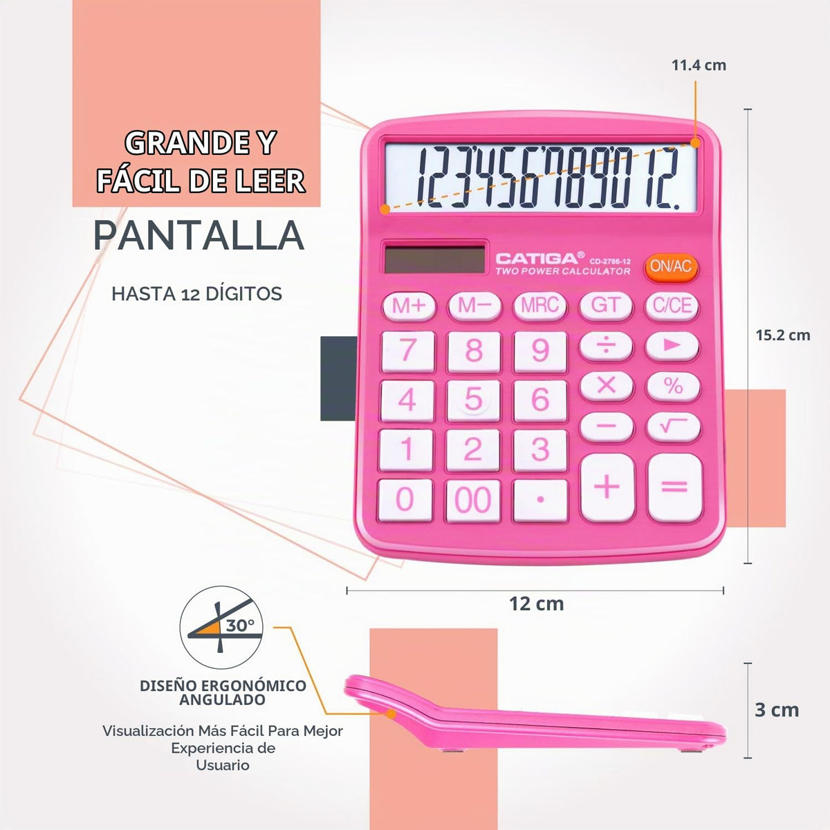 Calculadora de Escritorio CD-2786 con Gran Pantalla LCD y Doble Alimentación Solar y Batería