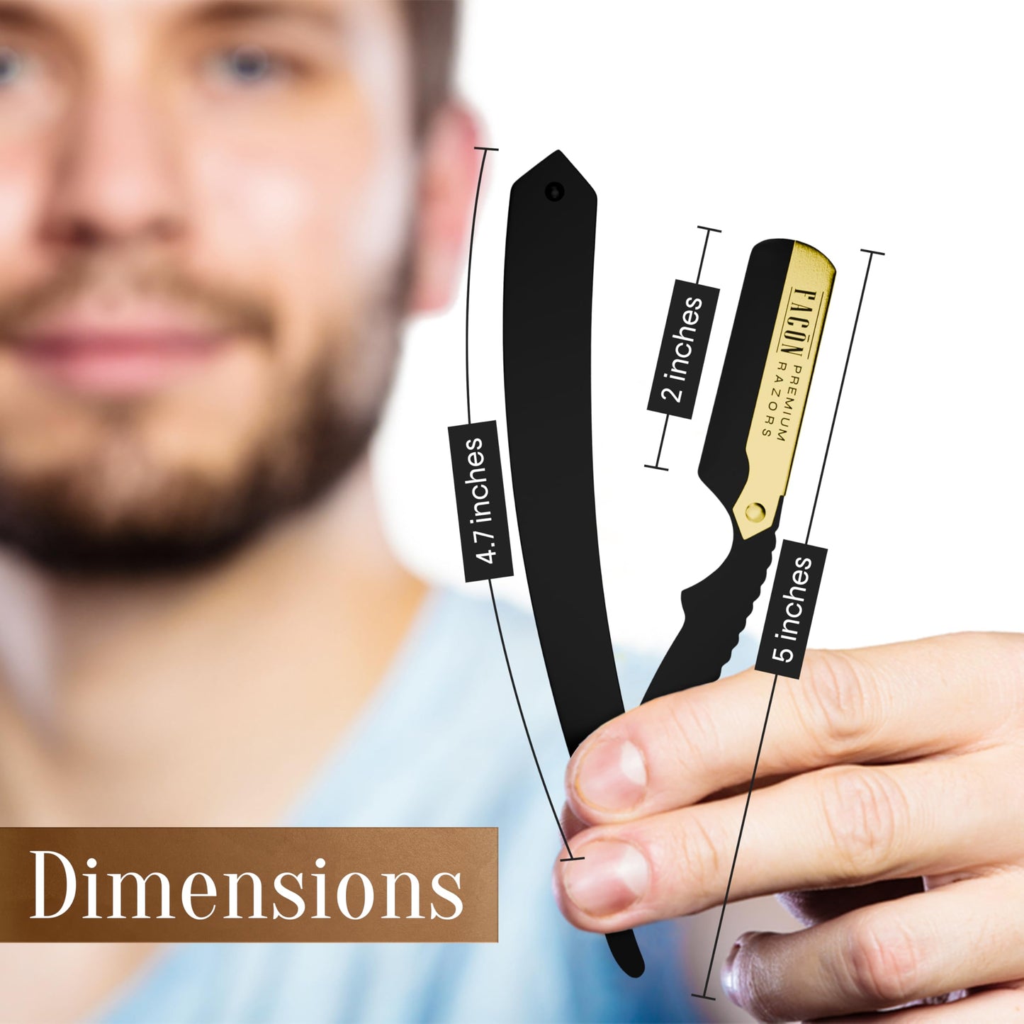 100 cuchillas + Maquinilla de afeitar profesional de pelo recto de facón – Calidad de salón corte garganta afeitadora