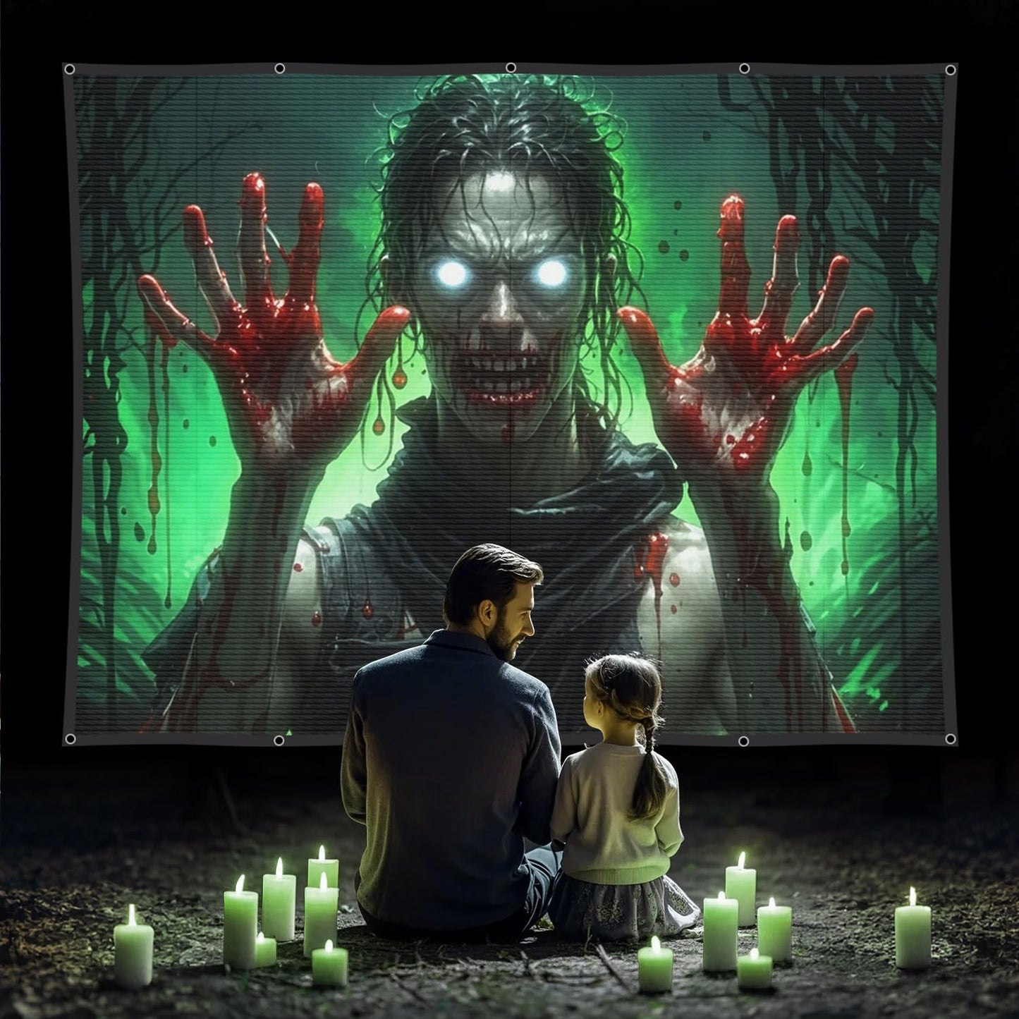 visualización de proyección trasera holográfica plegable: pantallas de proyección para interiores de 50 x 89 pulgadas, proyectores de video de Halloween, noche de película para colgar en la pared