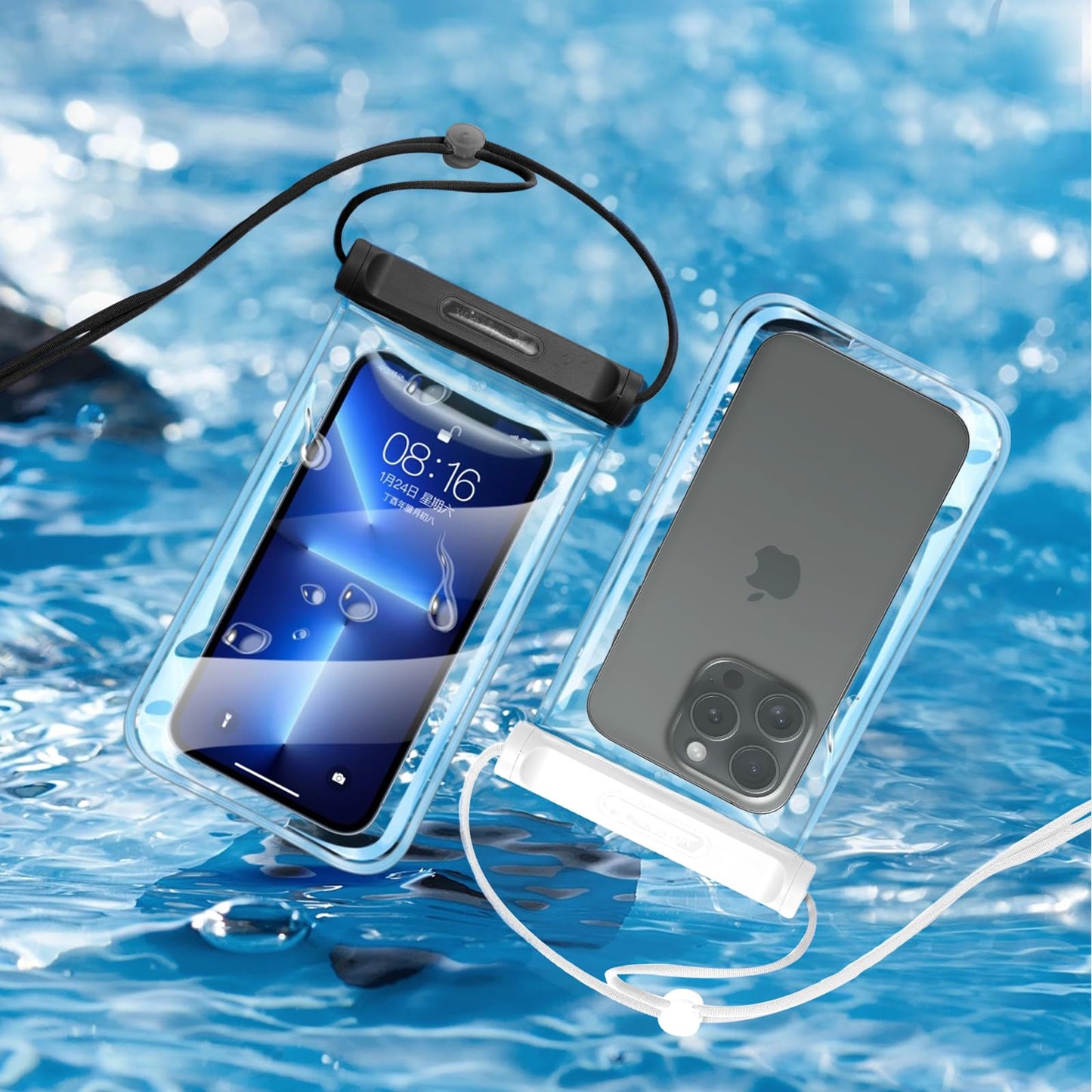 Fundas Impermeables para iPhone Universal Negro Blanco Pantalla Táctil Exterior Seaside Bolsa para Teléfono hasta 7.2 Pulgadas