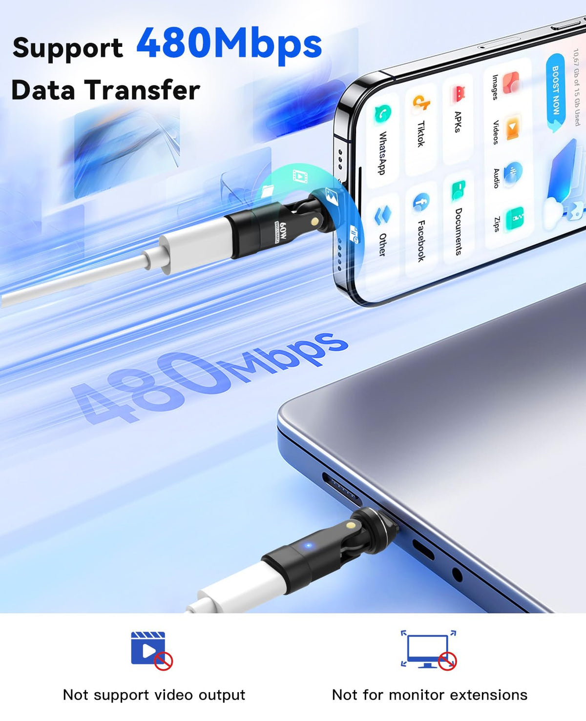 Adaptador Magnético USB C TiMOVO Negro