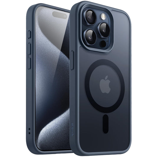 JETech Funda Magnética para iPhone 15 Pro MAX 6.7 Pulgadas Compatible con MagSafe, Carcasa Translúcida Mate Trasera Fina Antigolpes (Azul Tormenta)