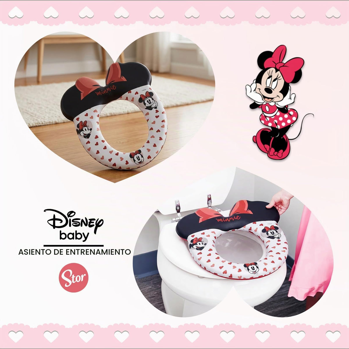 Reductor de Ba?o Infantil Minnie Mouse | Asiento Wc Entrenador | Producto Oficial |coj?n Suave | F?cil de Limpiar | Stor