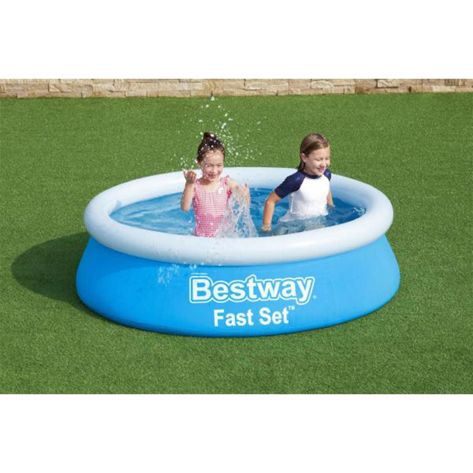 Bestway - Piscina Inflable Redonda de 6 Pies x 20 Pulgadas, TriTech, 5 Pulgadas de Alto, Azul, para Uso Exterior