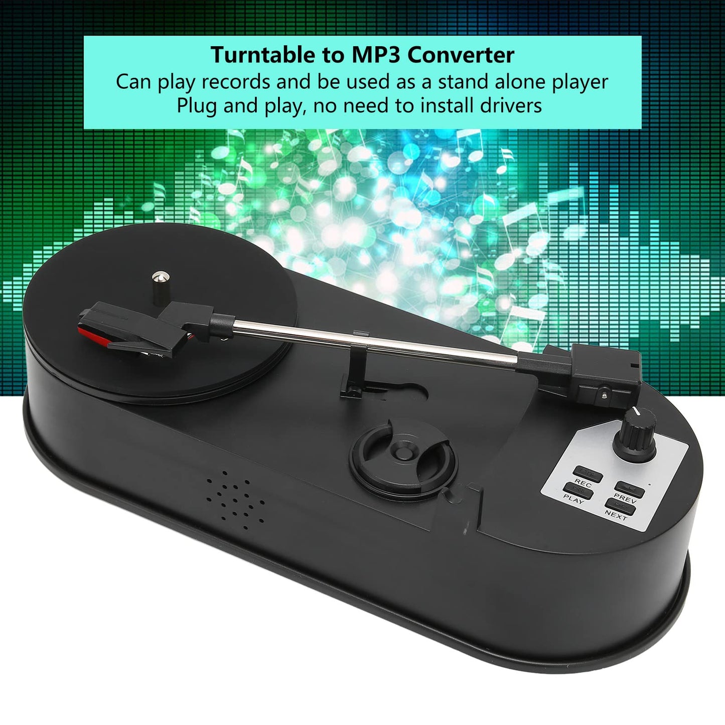 Cryfokt Tocadiscos de Vinilo, USB 2.0 Reproductor de Audio de Discos LP Conecta Y Reproduce Convertidor de Reproductores de CD MP3 Tocadiscos de Vinilo Grabación de Vinilo a MP3