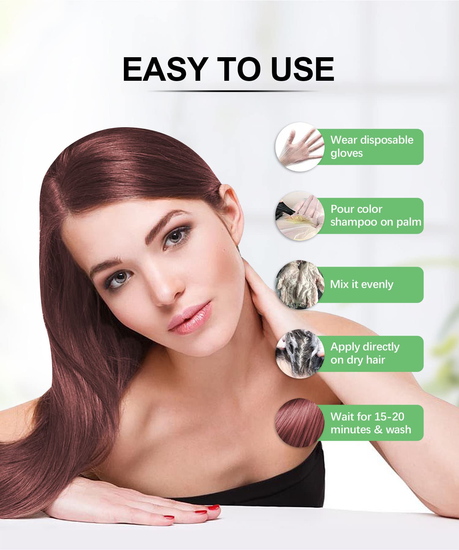 Herbishh - Champú colorante para cabello gris, champú con tinte natural para el cabello, colorea el cabello en minutos