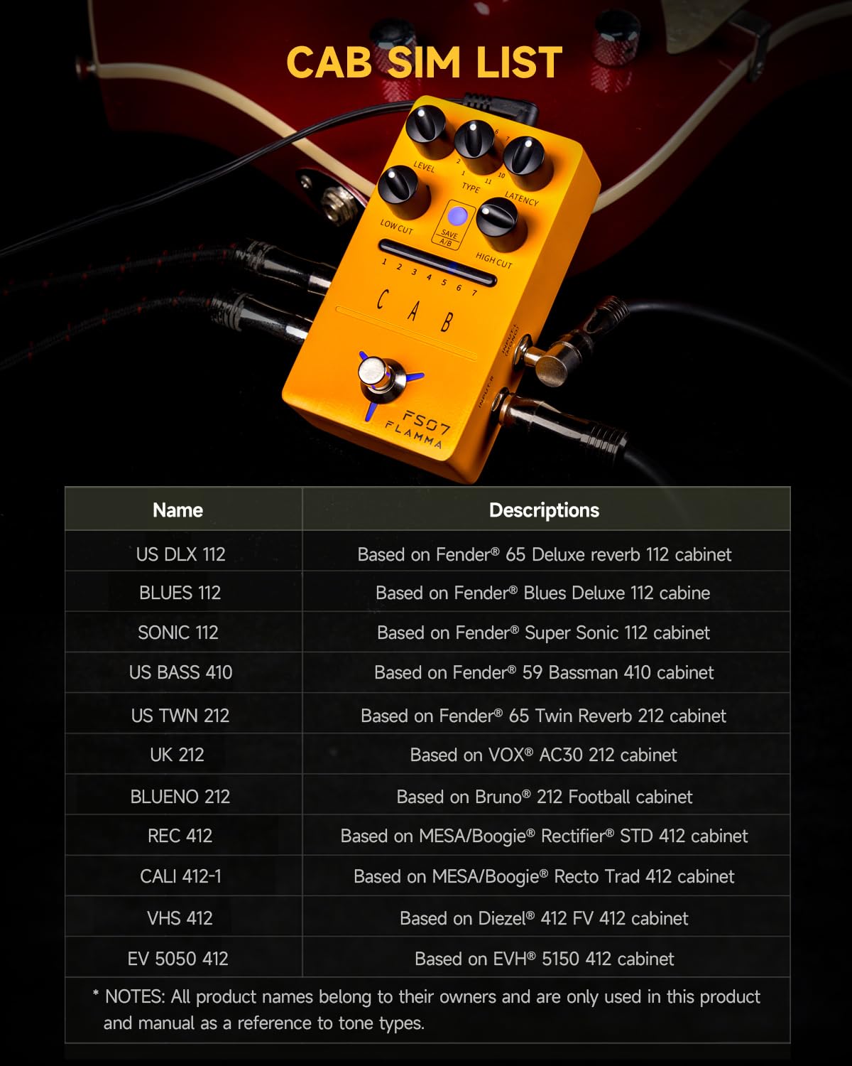 Pedal de Simulación Estéreo FLAMMA FS07 Compatibilidad con Carga IR y Edición de Software