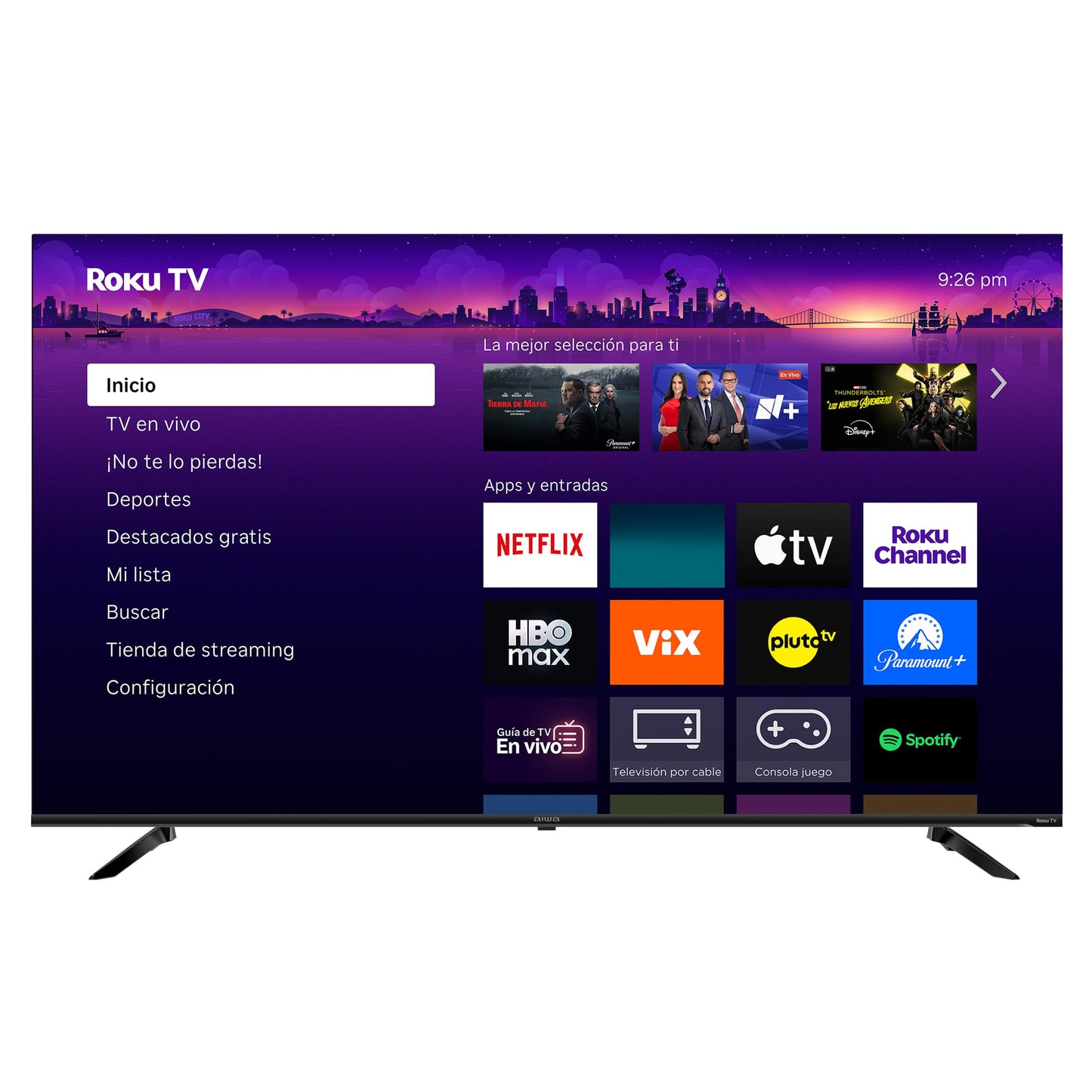 Aiwa Pantalla Smart Tv 65 Pulgadas Qled 4K Uhd Aw65rkq Compatible con Apple Airplay, Homekit, Alexa y Google Home - Roku Tv Integrado con B?squeda por Voz, Hdmi, Wifi y Acceso a Apps de Streaming