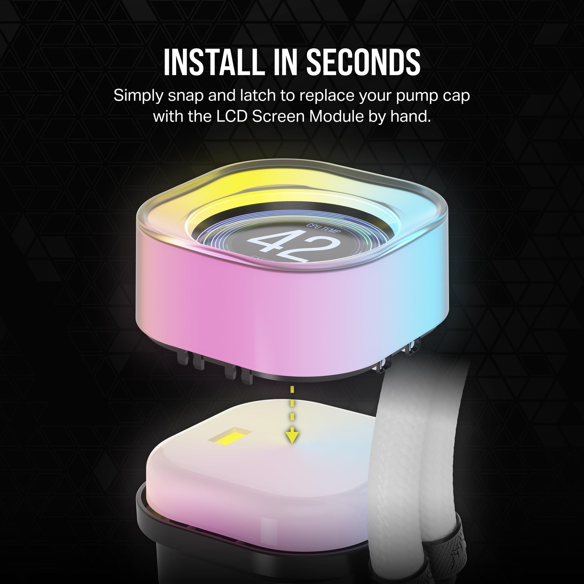 Corsair iCUE Link AIO LCD Módulo de Pantalla - Pantalla LCD IPS de 2,1" - 24 LED RGB Direccionables Individualmente - Instalación sin Herramientas - Blanco