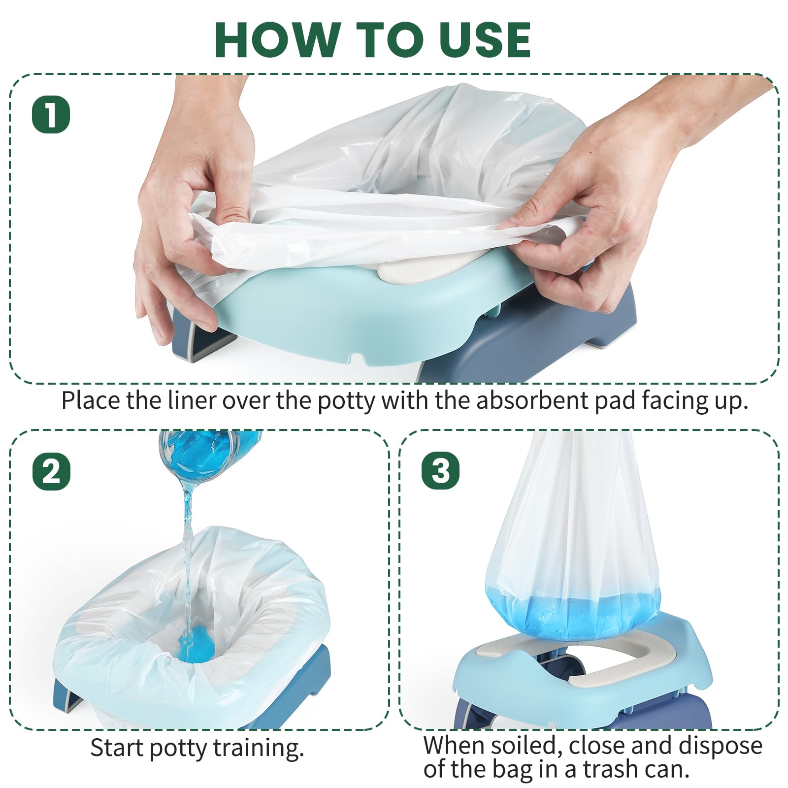 Forros Desechables Para Orinal Portátil OXO Tot Paquete de 36 Bolsas de Repuesto con Almohadillas Súper Absorbentes para Niños Pequeños