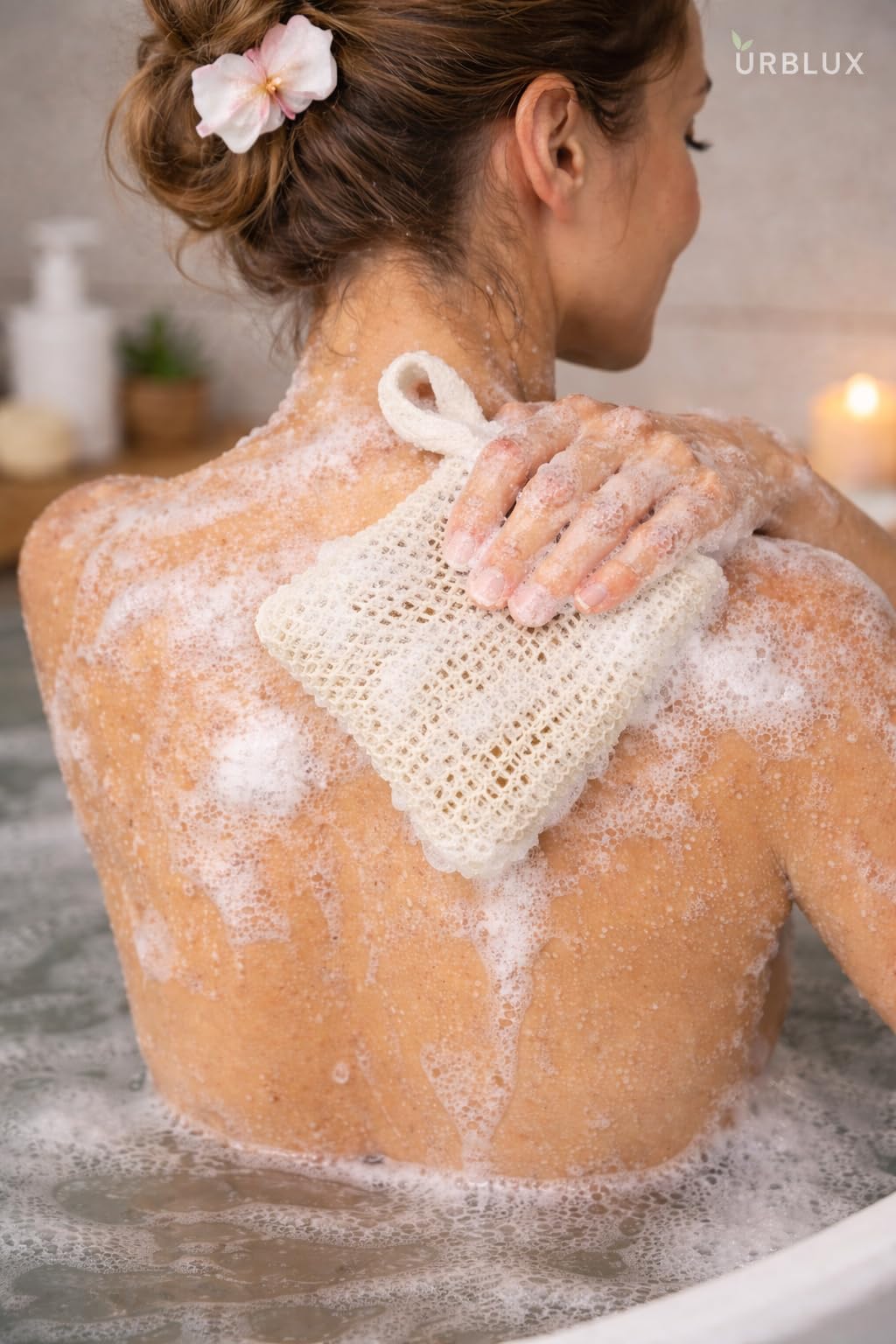 URBLUX - Paño exfoliante de cáñamo (paquete de 3), paño exfoliante corporal de doble cara, paño exfoliante natural para cara y cuerpo, alternativa de esponja de baño, secado rápido, 12 x 12 pulgadas