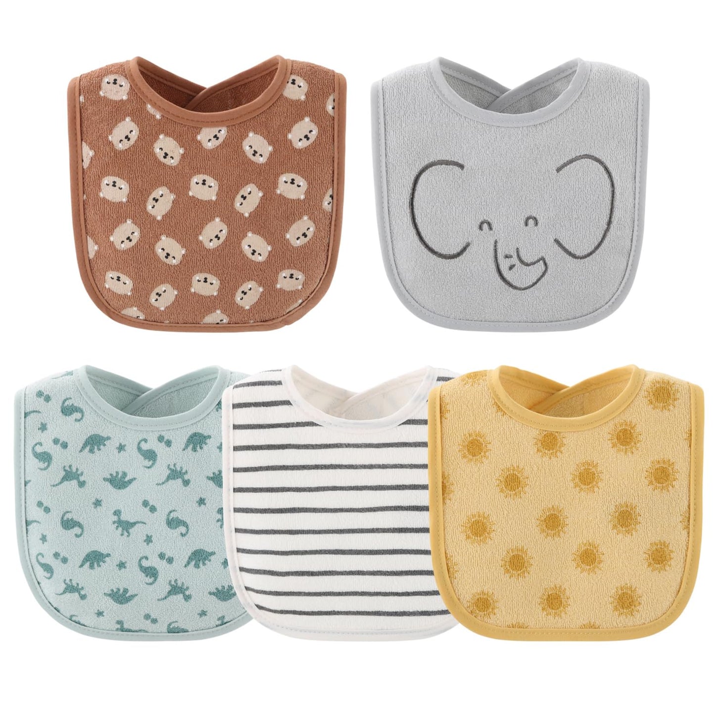 The Peanutshell - Baberos para bebé para niños o niñas, paño de rizo, alimentación, babeo, dentición esenciales para recién nacidos, bebés, bebés pequeños, género neutro, paquete de 10, gris, azul,