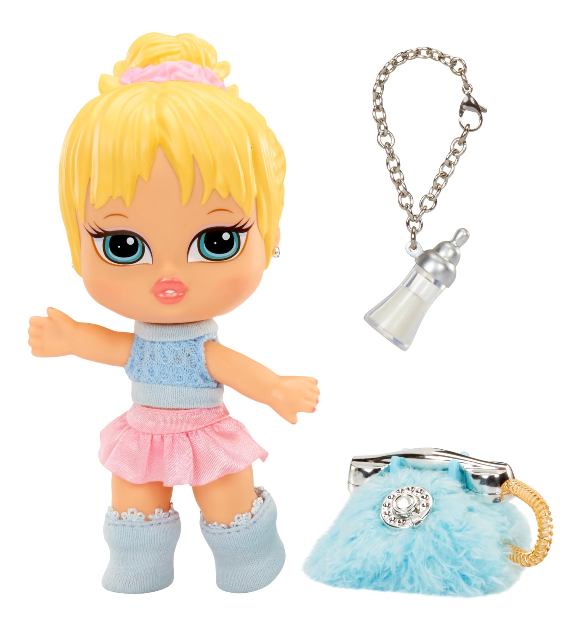 Bratz Muñeca Babyz Runwayz - Cloe - Coleccionable con Accesorios - Incluye un Collar Que Funciona como Llavero - Regalo Ideal para Niñas