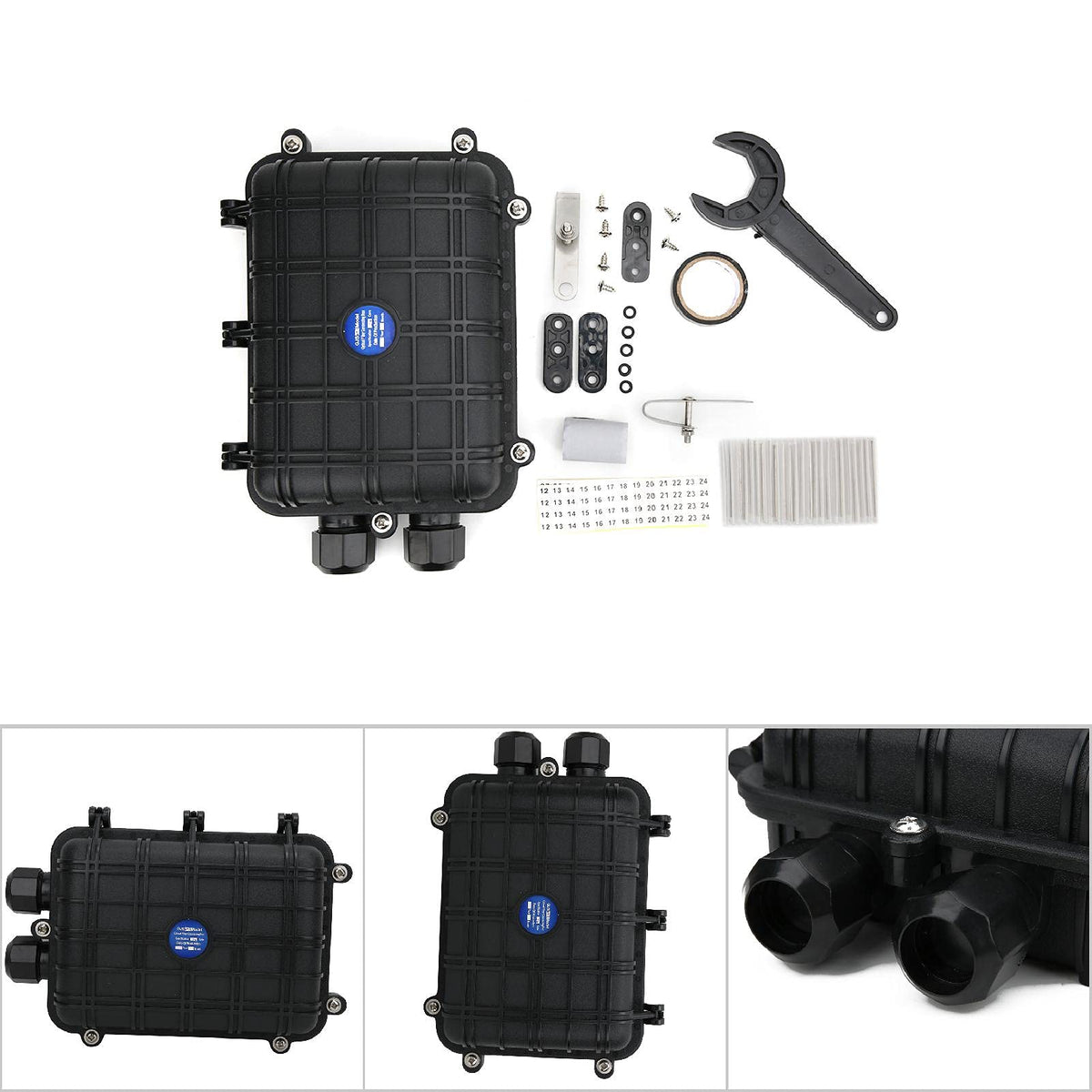 Caja de Conexión Oumefar Negra Horizontal Impermeable IP68 para Cable de Fibra Óptica Exterior
