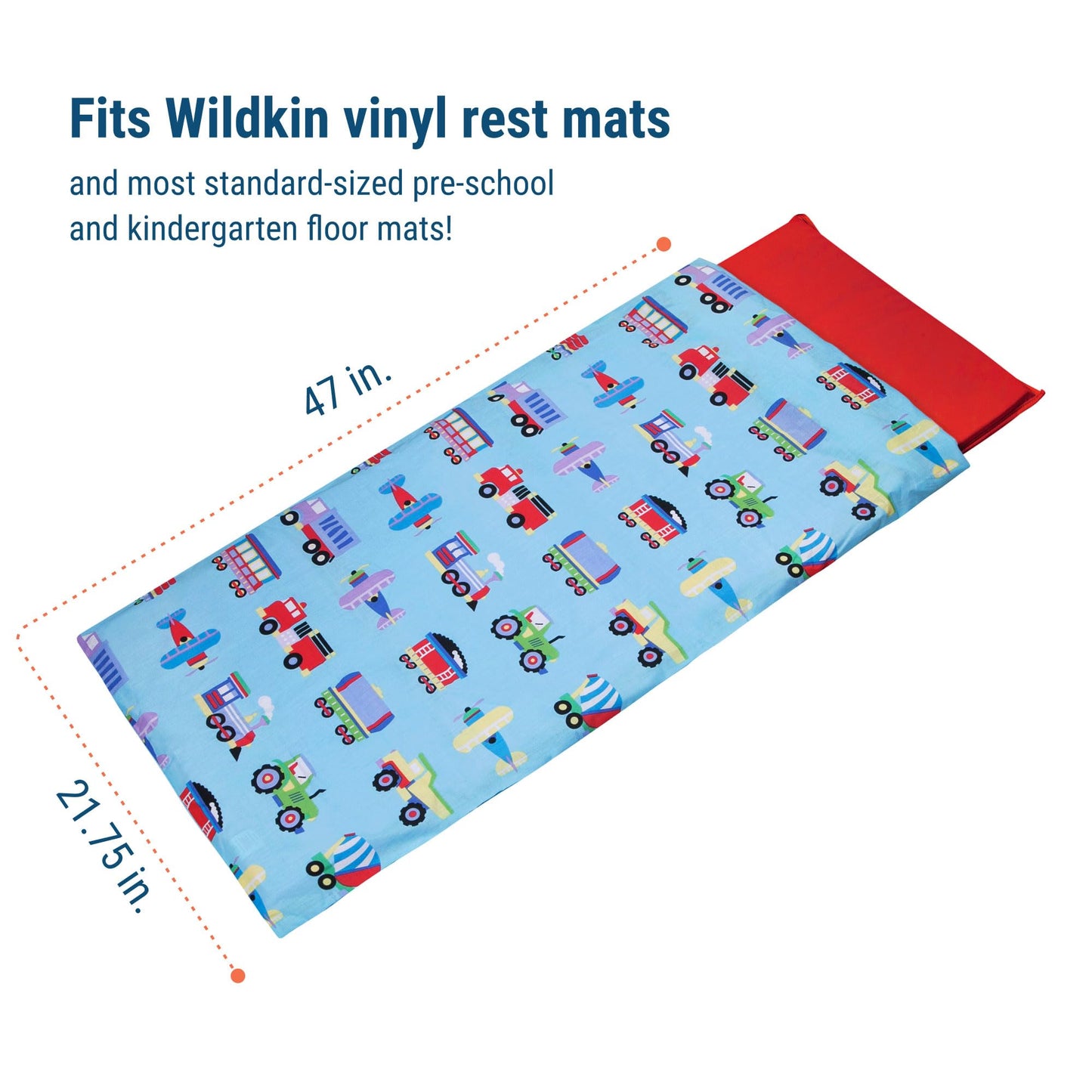 Wildkin - Funda de algodón para Siesta para niños, Suave, Cosida y Duradera y se Adapta a Alfombrillas de Vinilo de 1.5 Pulgadas, Trenes, Aviones y Camiones