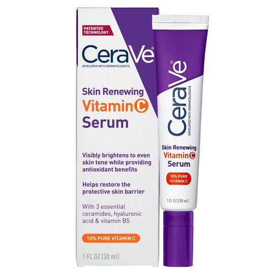 CeraVe - Sérum de vitamina C con ácido hialurónico | Sérum iluminador de piel para rostro con un 10% de vitamina C pura | Sin fragancia | 1 onza Oz